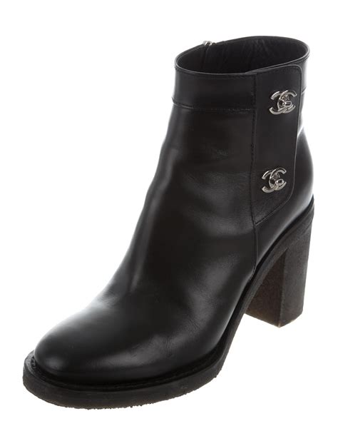 chanel black leather cc ankle boots|white chanel boots 2020.